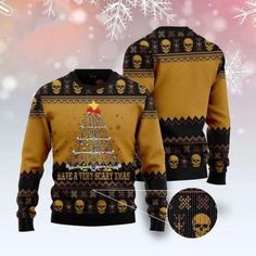 Introducing our Spookily Festive Skull Ugly Sweater, the perfect attire for a Scary Christmas! This unique and eye-catching sweater is designed to add a touch of spookiness to your holiday celebrations. With its intricate skull patterns and festive colors, this sweater is sure to make you the center of attention at any Christmas party or... Funny Xmas Sweaters, Scary Christmas, Sweater Ideas, Christmas Ugly Sweater, Ugly Christmas Sweater Funny, Christmas Sweater Men, Very Scary, Funny Xmas, Xmas Sweater