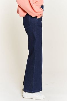 Elevate your denim game with our High Waisted Button Jeans, designed to blend style and comfort effortlessly. Made from a stretch denim fabric, these jeans offer a flattering fit with their high waist and exposed button front, while the elasticized waistband at the back ensures ease of wear. The wide-leg design adds a touch of retro-inspired chic, making these jeans a versatile choice for any occasion, from casual outings to polished events. Material & Care: Material: SELF: 90%COTTON-10%POLYESTE Versatile Medium Wash Denim Flare Jeans, Versatile Stretch Denim Flare Jeans, Versatile Dark Wash Flare Jeans With Pockets, Versatile Dark Wash Denim Flare Jeans, Dark Wash Mid-rise Cotton Flare Jeans, Versatile Dark Wash Jeans For Spring, Fitted Medium Wash Flare Jeans With Button Closure, Versatile Denim Flare Jeans With Pockets, Mid-rise Dark Wash Cotton Flare Jeans