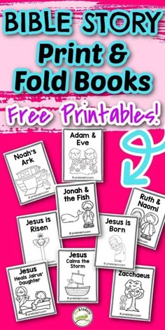 Bible Story Print & Fold Books: For Pre-K & Preschool Kids Kids Bible Study, Bible Homeschool, Toddler Bible, Preschool Program, Prek Crafts, Preschool Bible Lessons, Christian Preschool, Toddler Homeschool