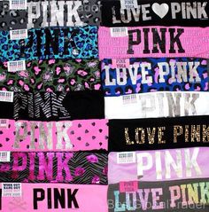 many different types of pink and black fabric