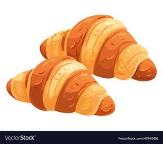 two croissants on a white background