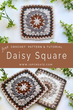 Daisy Granny Square Crochet Daisy Crochet Granny Square, Crochet Daisy Granny Square, Granny Square Free Pattern, Daisy Granny Square, Easy Beginner Crochet Patterns, Crochet Granny Square Tutorial, Granny Square Tutorial, Daisy Crochet, Crochet Pattern Instructions