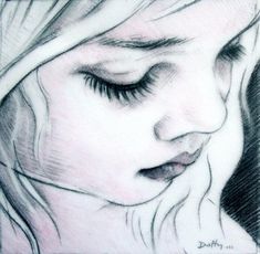 a drawing of a girl with her eyes closed