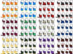 an image of many different colored items in the shape of people with faces on them