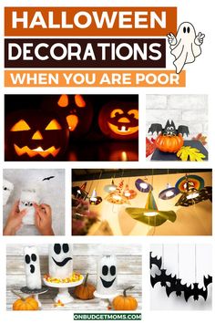 halloween decorations with text overlay that reads, halloween decorations when you are poor