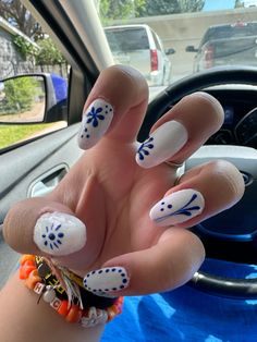 Blue and white nails Blue And White Nails, Nails Blue, Blue Nails, White Nails, Blue And White, Nails, Pins, Blue, White