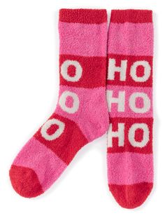 Shiraleah "Ho Ho Ho" Socks Slippers Socks, Holiday Socks, Holiday Attire, Soft Sock, Holiday Ready, Christmas Socks, Ho Ho Ho, Slipper Socks, White Letters