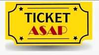 a yellow ticket with the word asap on it and stars around it in red