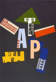 a poster with the words aap written in different colors and shapes, including an airplane