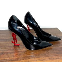 Worn 2 Times But Well Kept. Beautiful Heel- Too Small For Me. I Wear A Us 7 Ysl Opyum Heel Black, Shoes Ysl, Yves Saint Laurent Shoes, Beautiful Heels, Patent Heels, Saint Laurent Shoes, Shoes Women Heels, Yves Saint Laurent, Black Red