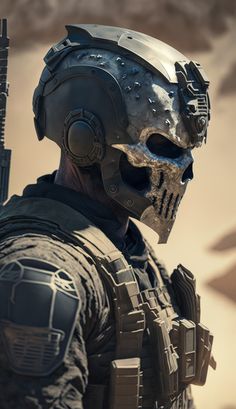 Punisher Art, Futuristic Helmet, Futuristic Armor, Warrior Concept Art, Futuristic Armour, Army Pics, Future Soldier, Combat Gear