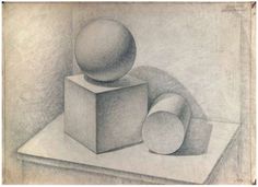 a pencil drawing of an object on top of a block and ball in the middle