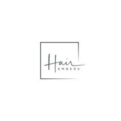 the logo for hair embers, which is designed to look like a square frame