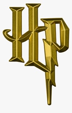 a golden harry potter symbol on a white background