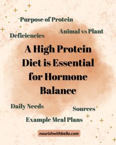 Learn how to balance your hormones with a high-protein diet! Know the benefits of protein-rich meals with high protein foods like lean meats, fish, eggs. In this blog we discuss, high protein recipes, high protein meal plan, symptoms of protein deficiency, animal protein sources vs plant protein, and how to improve hormonal health, support thyroid function, regulate insulin, improve hair loss, lower cortisol, boost progesterone, acid reflux relief, curb sugar cravings, and lower inflammation. Boost Progesterone, Low Thyroid Diet, Estrogen Dominance Diet, Estrogen Foods, Leptin Diet, Thyroid Diet Plan, Protein Deficiency, Low Thyroid Remedies