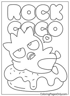 a coloring page with the words rock and donuts