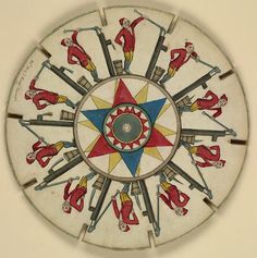 a clock that has people on it and is decorated with red, white, and blue colors