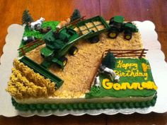 a birthday cake made to look like a farm scene