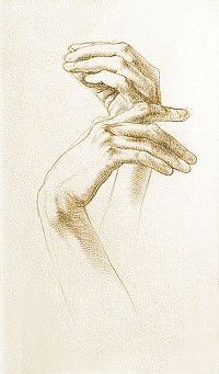 a drawing of two hands touching each other