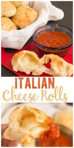 this is an image of italian cheese rolls with sauce in the middle and on top