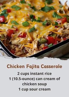 Easy Crockpot Recipes 🥩🍖🍔 | Chicken Fajita Casserole | Facebook