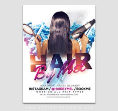 a flyer for a hair salon with an image of a woman's back and long hair