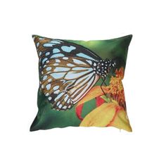 a pillow with a butterfly on it