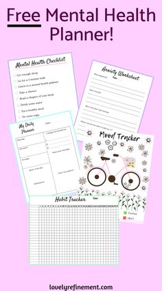 the free mental health planner printable is shown