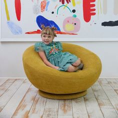 Petite Groovy Swivel Chair | West Elm Modern Swivel Chair Living Room West Elm, West Elm Viv Grand Swivel Chair, Yellow Swivel Chair, Modern Swivel Chair Pottery Barn, Groovy Swivel Chair, Terrace Interior, West Elm Kids, Moving Furniture, Play Space