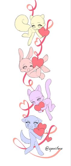 an image of some cartoon characters with hearts