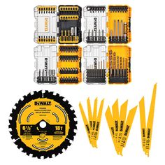 PRICES MAY VARY. Features some of DEWALT's most popular bits that cover an array of uses Connectable accessory storage system to optimize storage space Patented bit-bar design allows easy removal of bits and customizable placement Clear lid allows you to easily see contents at glance UP TO 50% LONGER LIFE: Patented tooth forms optimize chip removal for efficient cutting and long life.Average performance of DEWALT reciprocating saw blade range vs. prior generation DEWALT blades STRAIGHT CUTS & IN Accessory Storage, Reciprocating Saw, Saw Blade, Storage System, Accessories Storage, Bar Design, Longer Life, Long Life, Storage Space