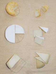 several different types of cheese cut into pieces