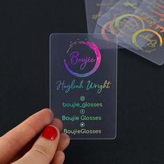 Holographic Clear Transparent Business Crads Sample Business Cards, Transparent Business Cards, Clear Business Cards, Plastic Business Cards, Free Business Card Design, Foil Business Cards, Make Business Cards, Anniversaire Diy, Stamping Cards