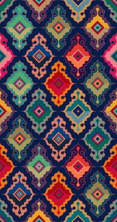 an abstract colorful pattern with many different colors and patterns on the fabric, it's very