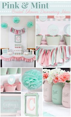 pink and mint baby shower themes for girls mint green, aqua blue, coral pink