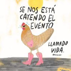 a drawing of a chicken with pink boots and the words se nos est cayendo el evento