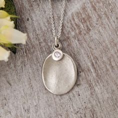 Birthstone Charm Necklace, Finger Print, Personalized Gifts For Mom