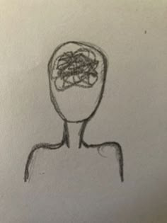 a drawing of a person's head with a plant growing out of the top