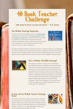 the front page of a book teacher's challenge flyer with images of books on it