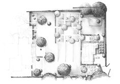 the floor plan for an apartment building with lots of balls and trees on top of it