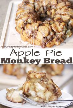 apple pie monkey bread on a white plate