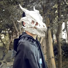 PRICES MAY VARY. [Movable Dragon Mask Hat] - jaw is movable, the lower jaw sits and moves with your lower jaw. [Fits Any Size Head] - Holds with elastic band around the head which can be hidden under the hair, Suitable for different size heads !! [Size] - 64cm/25″long from nose to point of the horn. [Material] - Made of PLA & eco friendly emulsion which is produced via starch fermentation during corn wet milling. Much better to your face than polyurethane resin [DIY Color] - Painted with acrylic Bride Of Frankenstein Costume, Dragon Cosplay, Dragon Skeleton, Frankenstein Costume, Dino Mask, Skeleton Mask, Dinosaur Mask, Dinosaur Head, Dragon Mask