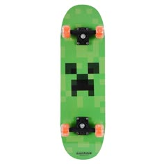 a green skateboard with an orange light on it's face and two wheels