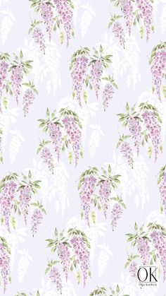 an image of a floral pattern on a wallpaper background that looks like it is painted with watercolors