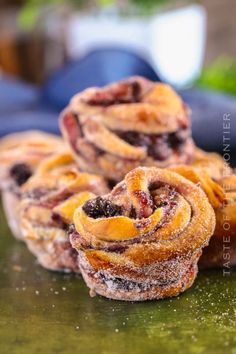 some very tasty looking pastries on a table