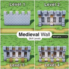 the medieval wall is shown in four different stages, including level 3 and level 4