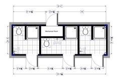 the floor plan for a bathroom with two toilets and a toilet paper dispenser