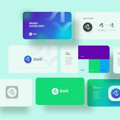 a bunch of business cards that are designed to look like they have different logos on them