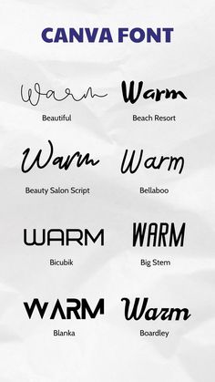 some type of font that is in different colors and sizes, with the names below it