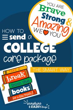 an advertisement for the college care package, with text reading how to send amazing and amazing things